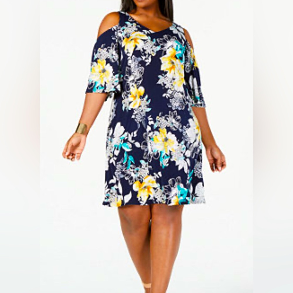 Connected Apparel Navy Floral Dress size 16
